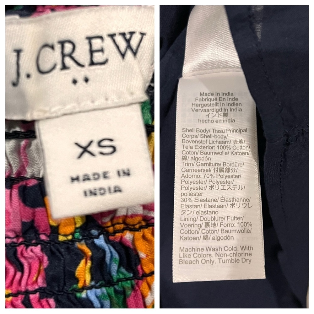 J. Crew Smocked Floral Midi Dress XS Sleeveless Colorful A-line Casual - Picture 6 of 7